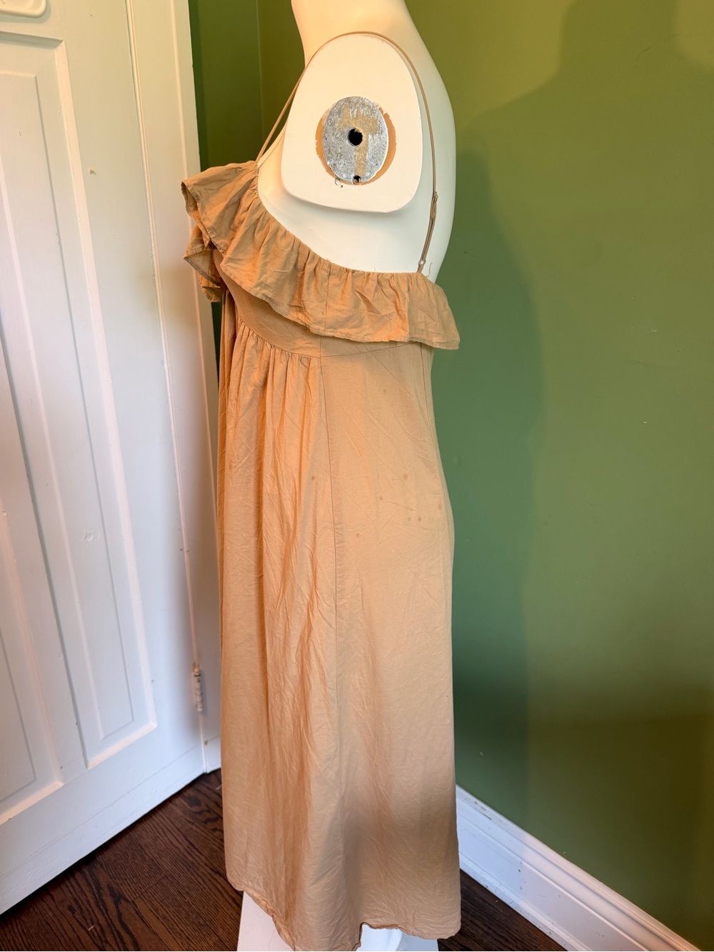 H&M Tan Ruffle-Trim Maxi Dress Small - Picture 4 of 10